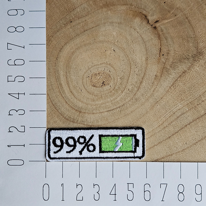 Strijk embleem  -  Iron on Patch - Batterij 99%