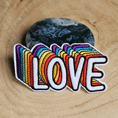 Strijk embleem  -  Iron on Patch - Love - Regenboog