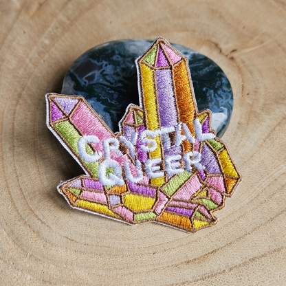 Strijk embleem  -  Iron on Patch - Edelstenen crystal queer