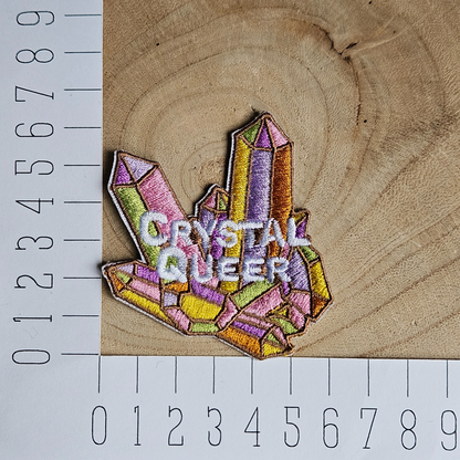 Strijk embleem  -  Iron on Patch - Edelstenen crystal queer