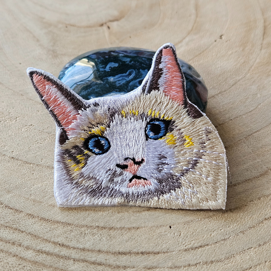Strijk embleem  -  Iron on Patch - Witte kat