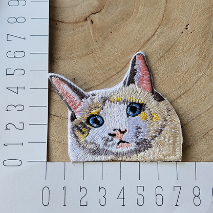 Strijk embleem  -  Iron on Patch - Witte kat