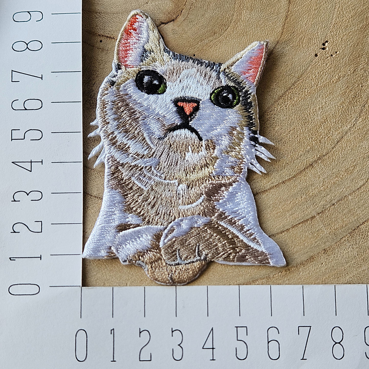Strijk embleem  -  Iron on Patch - Kat wit