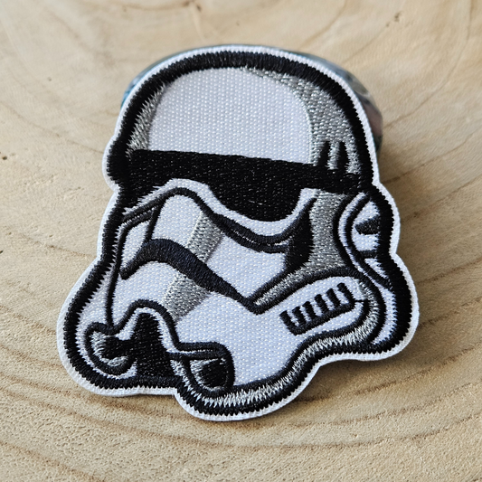 Strijk embleem  -  Iron on Patch - Masker wit