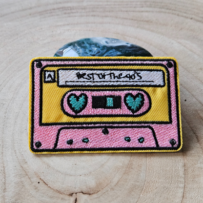 Strijk embleem  -  Iron on Patch - Cassette bandje best of the 90s