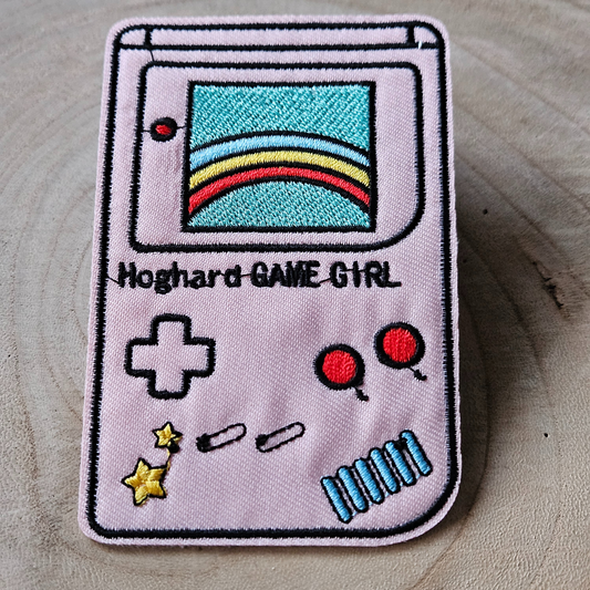 Strijk embleem  -  Iron on Patch - Game girl roze spel computer