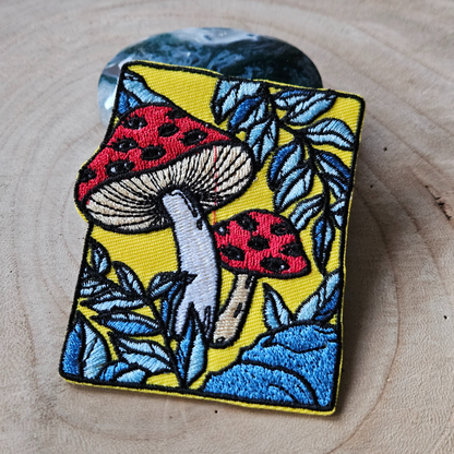 Strijk embleem  -  Iron on Patch - Paddenstoelen