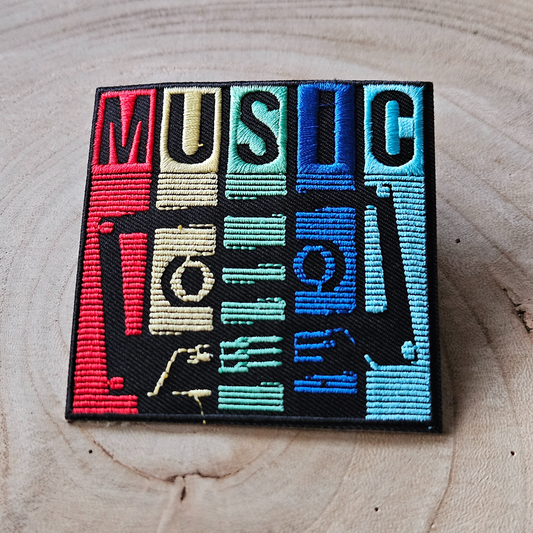 Strijk embleem  -  Iron on Patch - Music cassettebandje