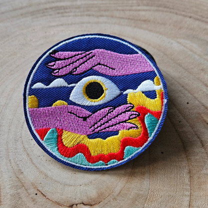 Strijk embleem  -  Iron on Patch - Oog met handen