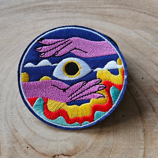 Strijk embleem  -  Iron on Patch - Oog met handen