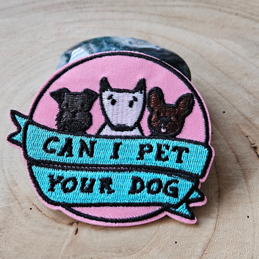 Strijk embleem  -  Iron on Patch - Honden - Can i pet your dog