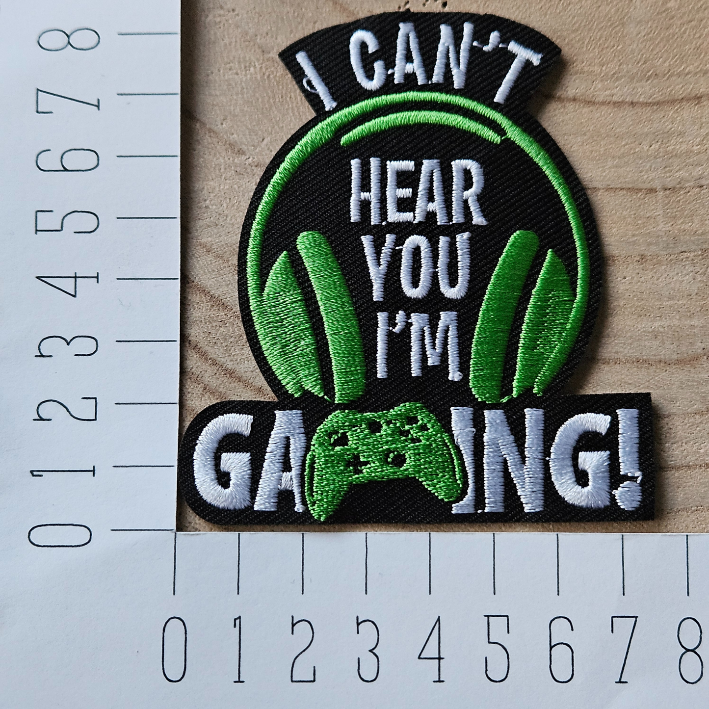 Strijk embleem  -  Iron on Patch - I can't hear you I'm Gaming - Koptelefoon