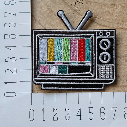 Strijk embleem  -  Iron on Patch - Tv -Beeldbuis testbeeld