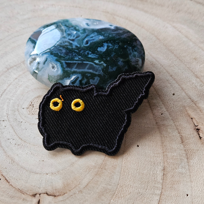 Strijk embleem  -  Iron on Patch - Zwarte kat