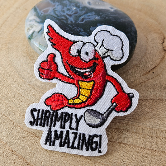 Strijk embleem  -  Iron on Patch - Garnaal - Shrimply amazing!