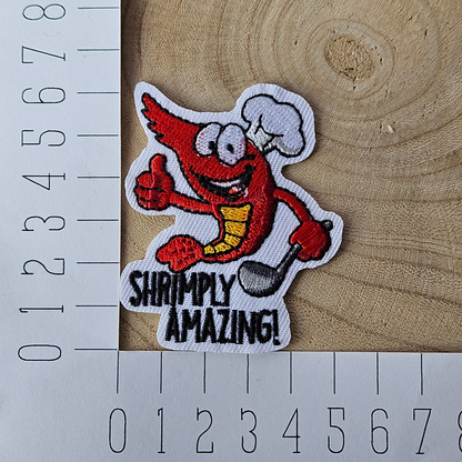 Strijk embleem  -  Iron on Patch - Garnaal - Shrimply amazing!