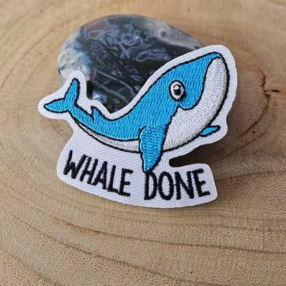 Strijk embleem  -  Iron on Patch - Walvis - Whale done