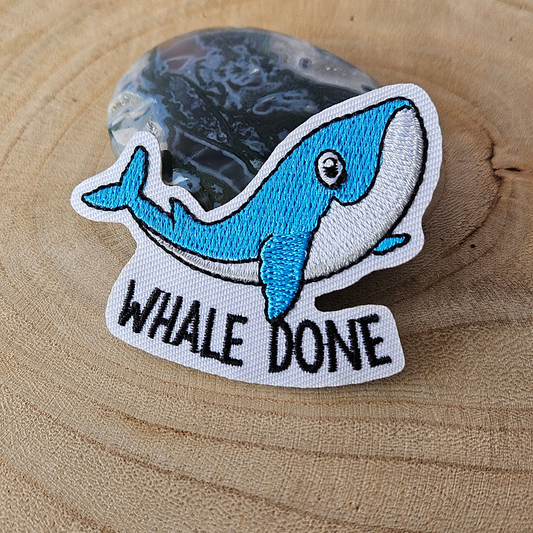 Strijk embleem  -  Iron on Patch - Walvis - Whale done