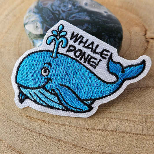 Strijk embleem  -  Iron on Patch - Walvis - Whale done!
