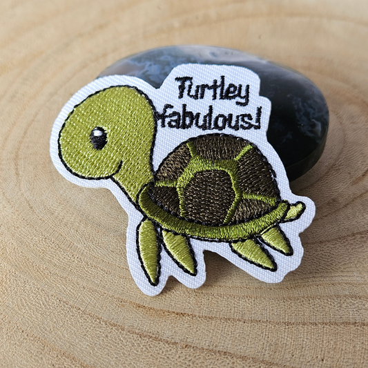 Strijk embleem  -  Iron on Patch - Schildpad - Turtley fabulous!