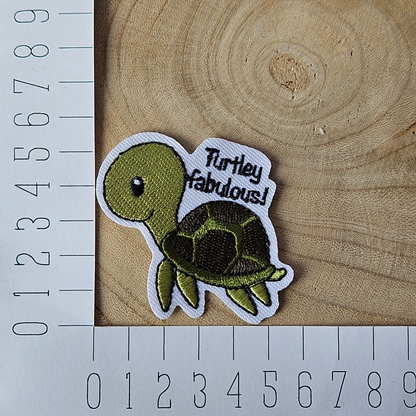 Strijk embleem  -  Iron on Patch - Schildpad - Turtley fabulous!