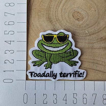 Strijk embleem  -  Iron on Patch - Kikker - Toadally terrific!
