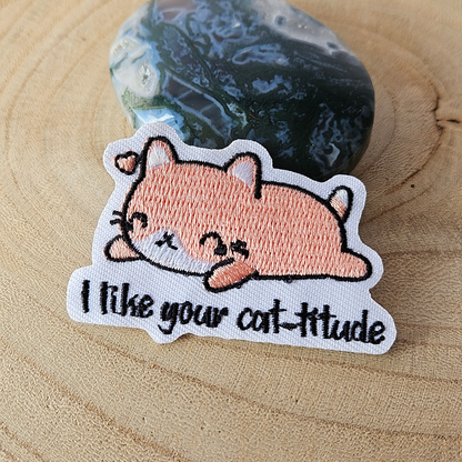 Strijk embleem  -  Iron on Patch - Kat - I like your Cat titude