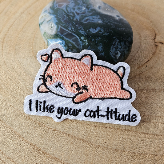 Strijk embleem  -  Iron on Patch - Kat - I like your Cat titude