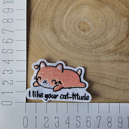 Strijk embleem  -  Iron on Patch - Kat - I like your Cat titude