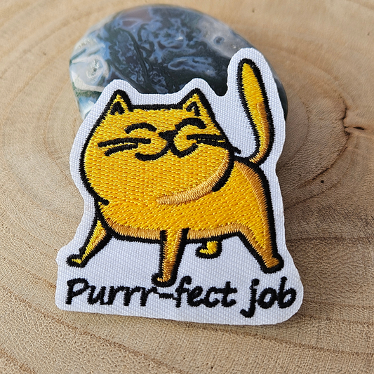 Strijk embleem  -  Iron on Patch  - Kat - Purrr fect job