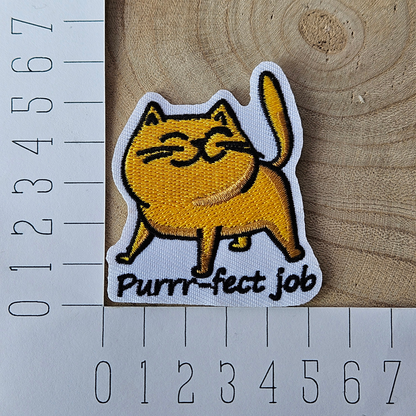Strijk embleem  -  Iron on Patch  - Kat - Purrr fect job