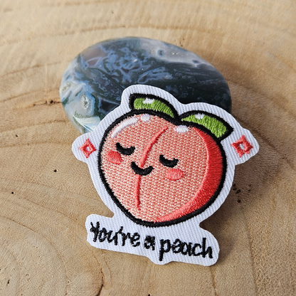Strijk embleem  -  Iron on Patch  - Perzik - You're a peach