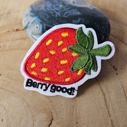 Strijk embleem  -  Iron on Patch  - Aardbei - Berry good