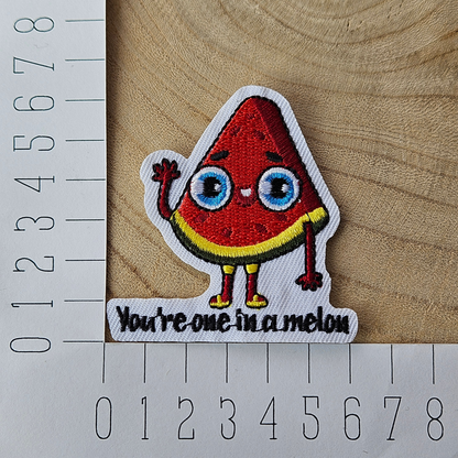 Strijk embleem  -  Iron on Patch  - Watermeloen - You're one in a melon