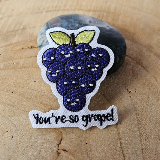 Strijk embleem  -  Iron on Patch  - Druiven - You're so grape