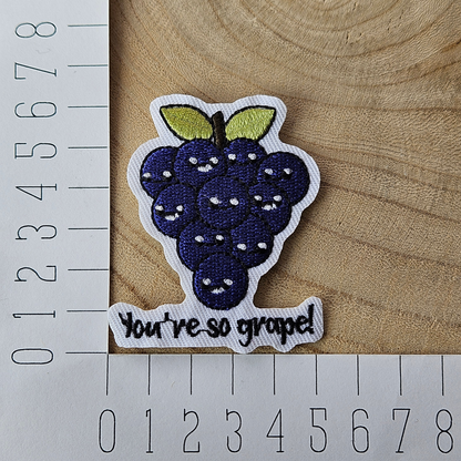 Strijk embleem  -  Iron on Patch  - Druiven - You're so grape