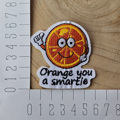 Strijk embleem  -  Iron on Patch  - Sinaasappel - Orange you a smartie