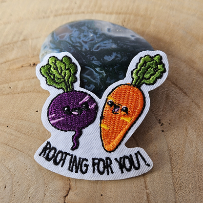 Strijk embleem  -  Iron on Patch  - Wortel & biet - Rooting for you