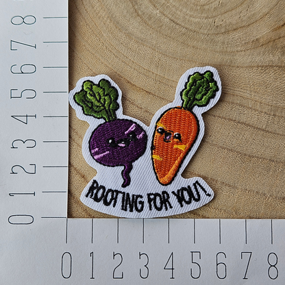 Strijk embleem  -  Iron on Patch  - Wortel & biet - Rooting for you