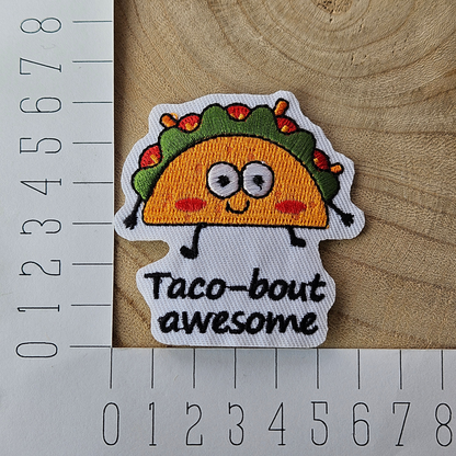 Strijk embleem  -  Iron on Patch  - Taco - Taco bout awesome