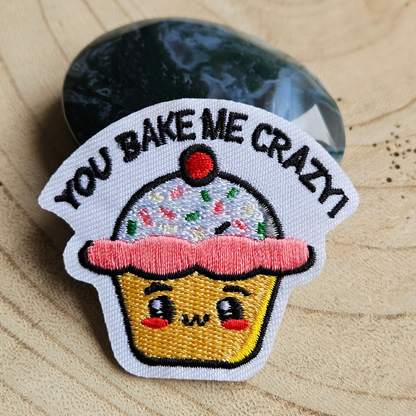 Strijk embleem  -  Iron on Patch  - Cupcake - You bake me crazy