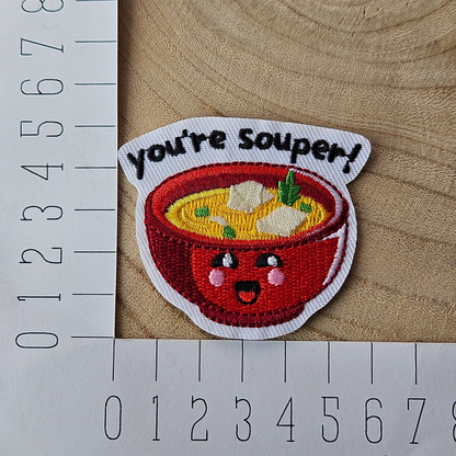 Strijk embleem  -  Iron on Patch  - Soep - You're Souper
