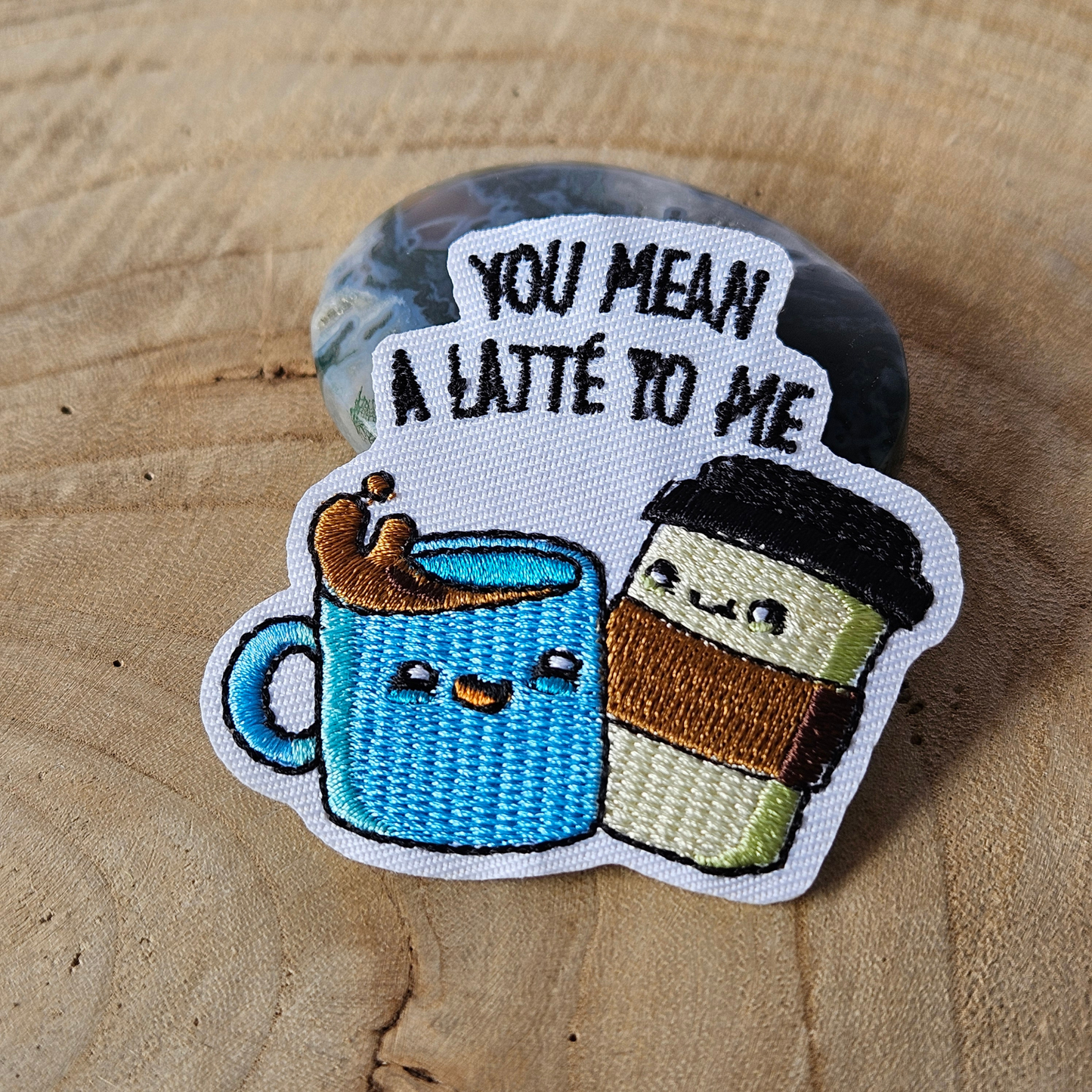 Strijk embleem  -  Iron on Patch  - Koffie - You mean a latte to me