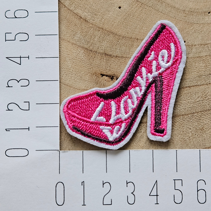 Strijk embleem - Iron on Patch -  Roze pump