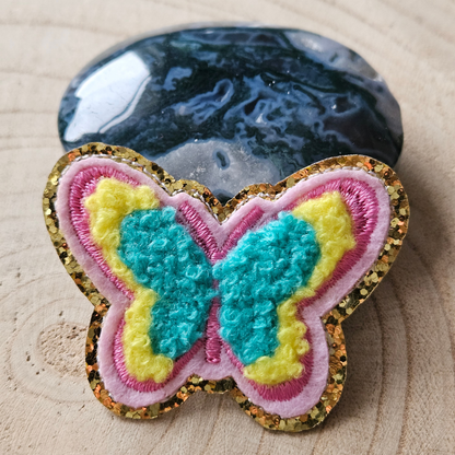 Strijk embleem  -  Iron on Patch - Fluffy vlinder