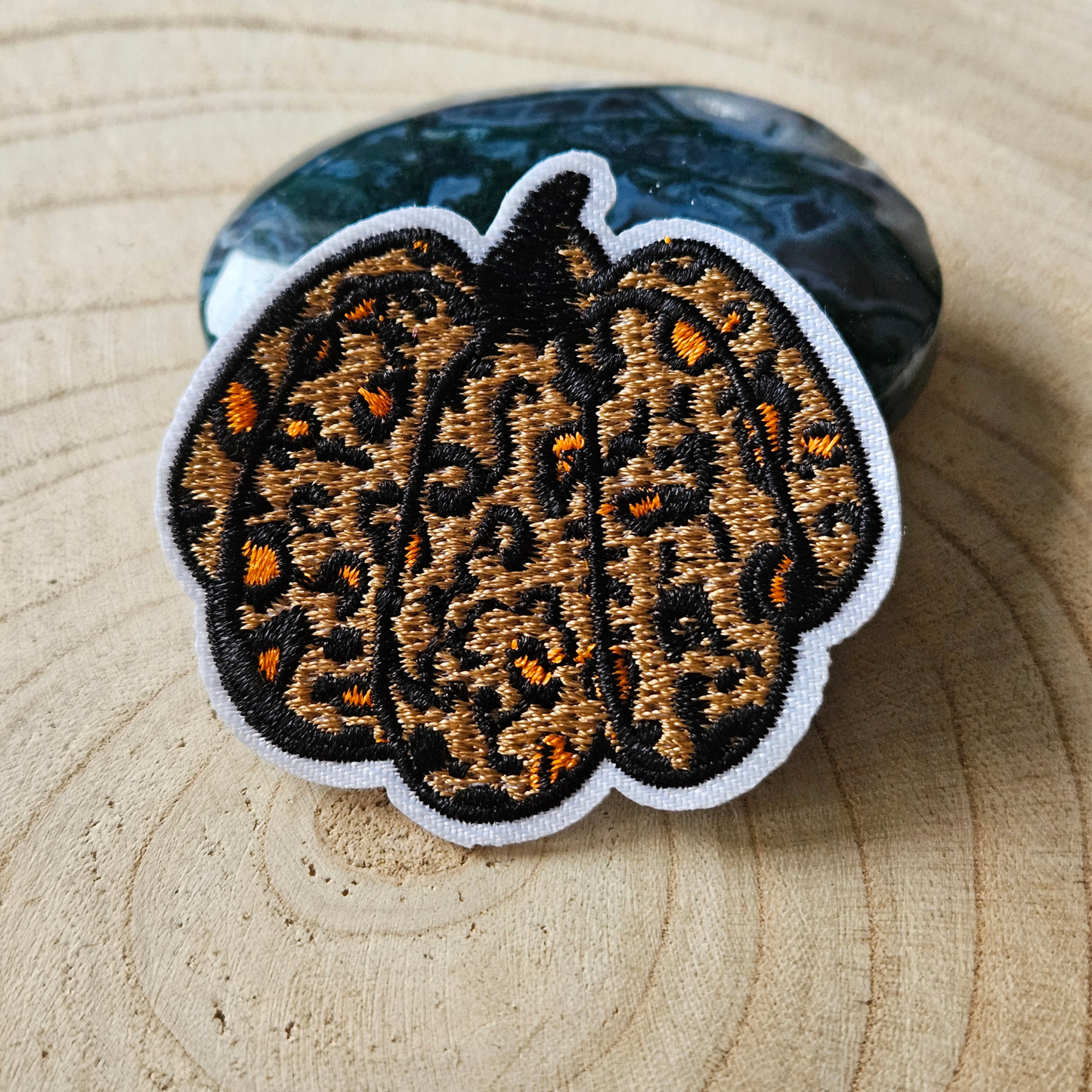 Strijk embleem - Iron on Patch - Pompoen met panter print