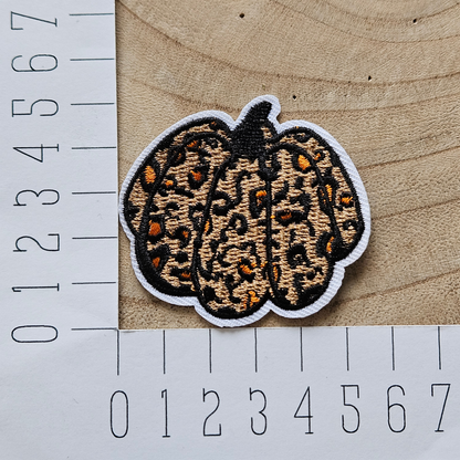 Strijk embleem - Iron on Patch - Pompoen met panter print