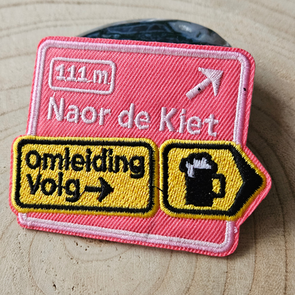 Strijk embleem - Iron on Patch -  Noar de kiet, Omleiding volg
