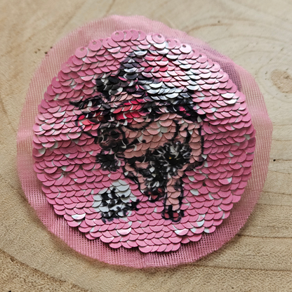 Embleem -  Patch - Pailletten varken/ smiley