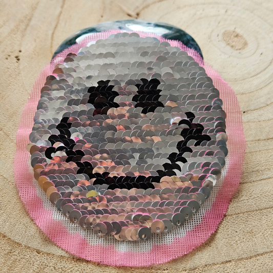 Embleem -  Patch - Pailletten varken/ smiley